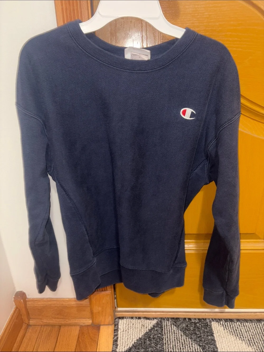 Champion Navy Blue Crewneck with Embroidered Logo